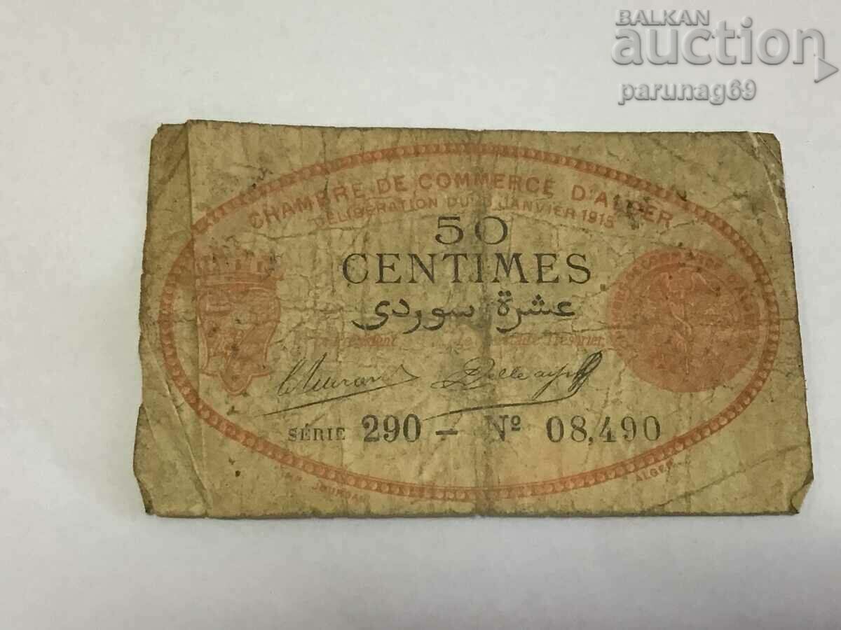 France 0.50 franc 1915 to Algeria