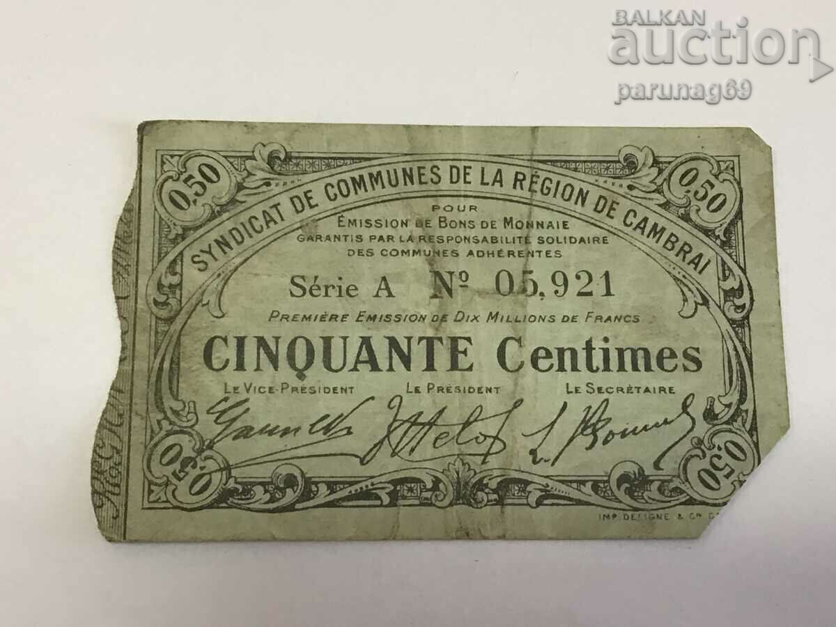 Franța 0,50 franc 1916 Cambrai (OR)