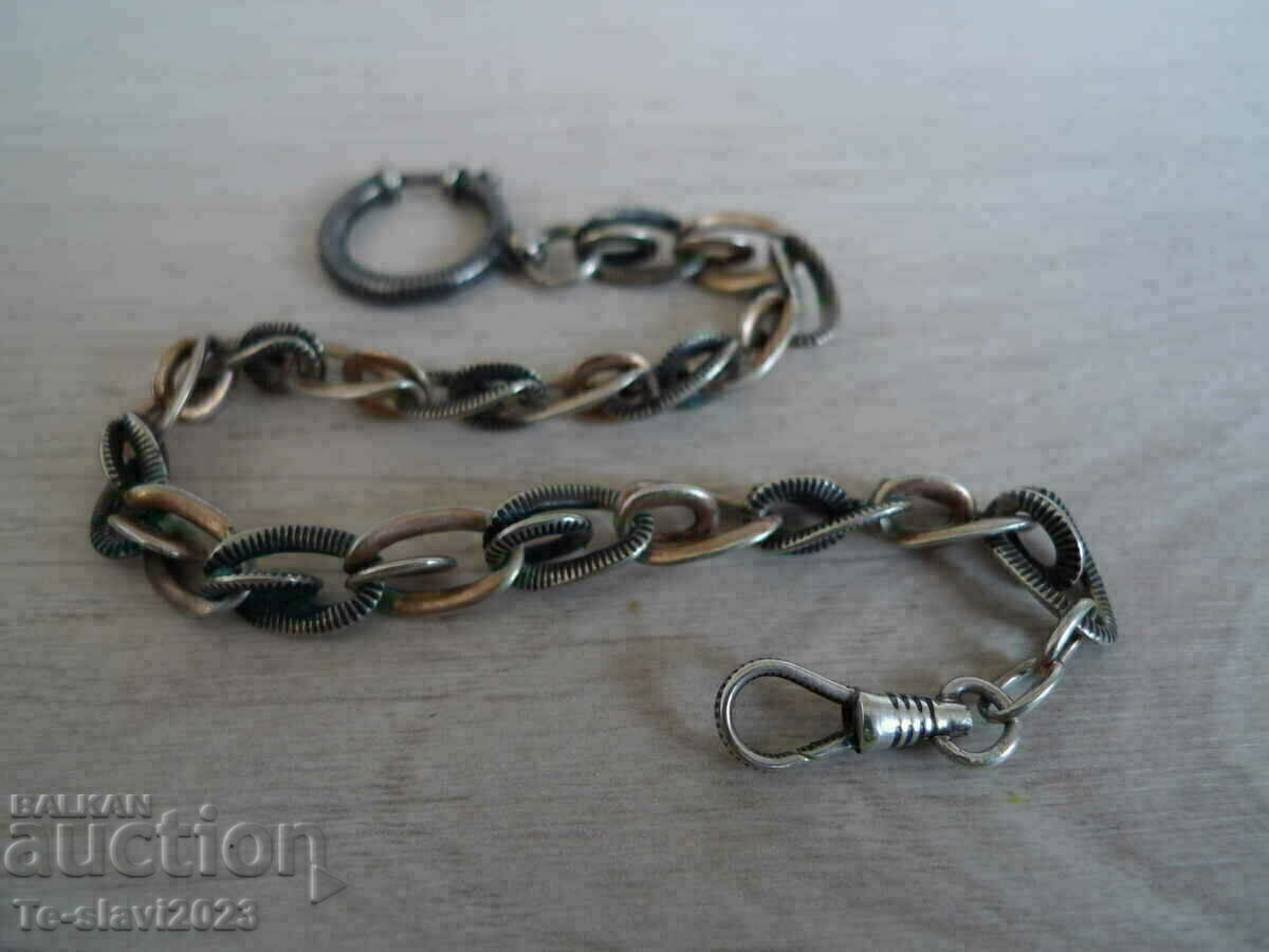 Silver Kustek chain chain with niello for pocket watch