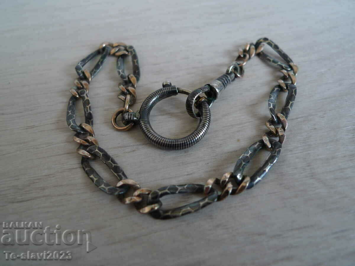 Silver Kustek chain chain with niello for pocket watch