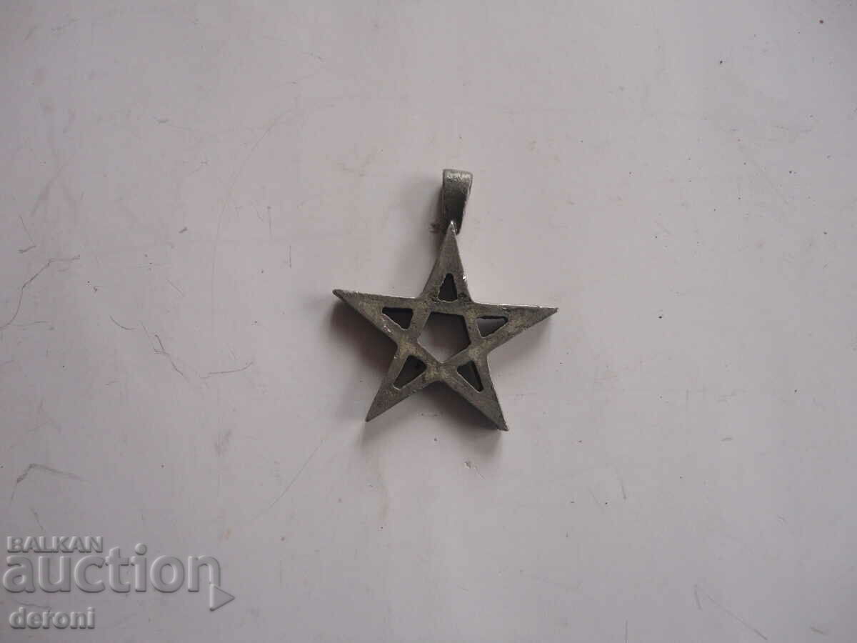 Antique Pewter Locket Amulet Pentagram - 5 Antique Pewter Locket Amulet Pentagram - 5