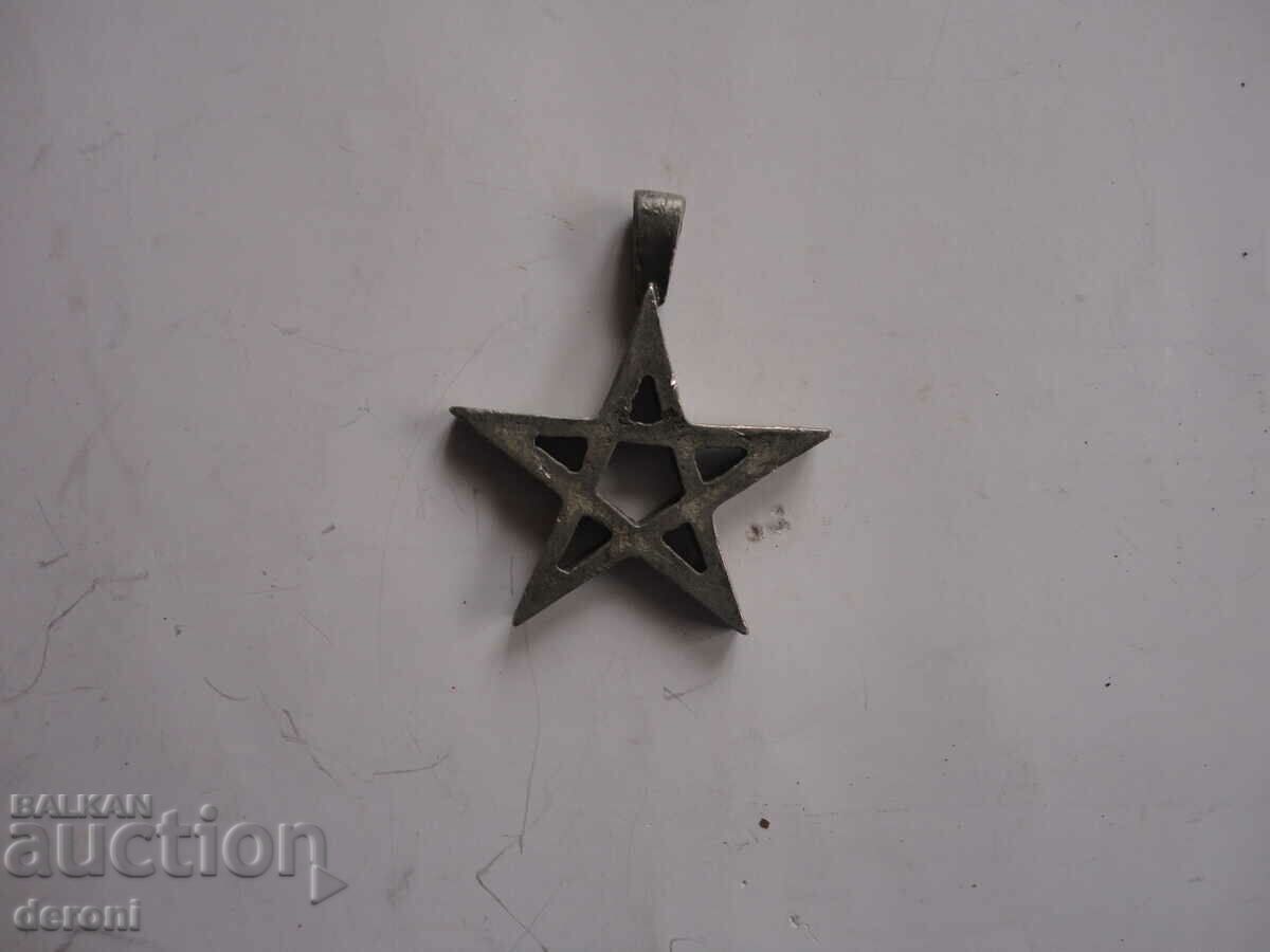 Antique Pewter Locket Amulet Pentagram - 6 Antique Pewter Locket Amulet Pentagram - 6