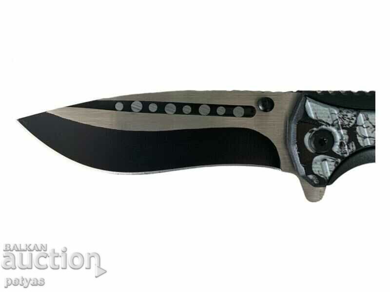 Delivery of Folding automatic knife design with skull + paracode 9.5 x 215 Delivery of Folding automatic knife design with skull + paracode 9.5 x 215