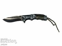 Folding automatic knife design with skull + paracode 9.5 x 215