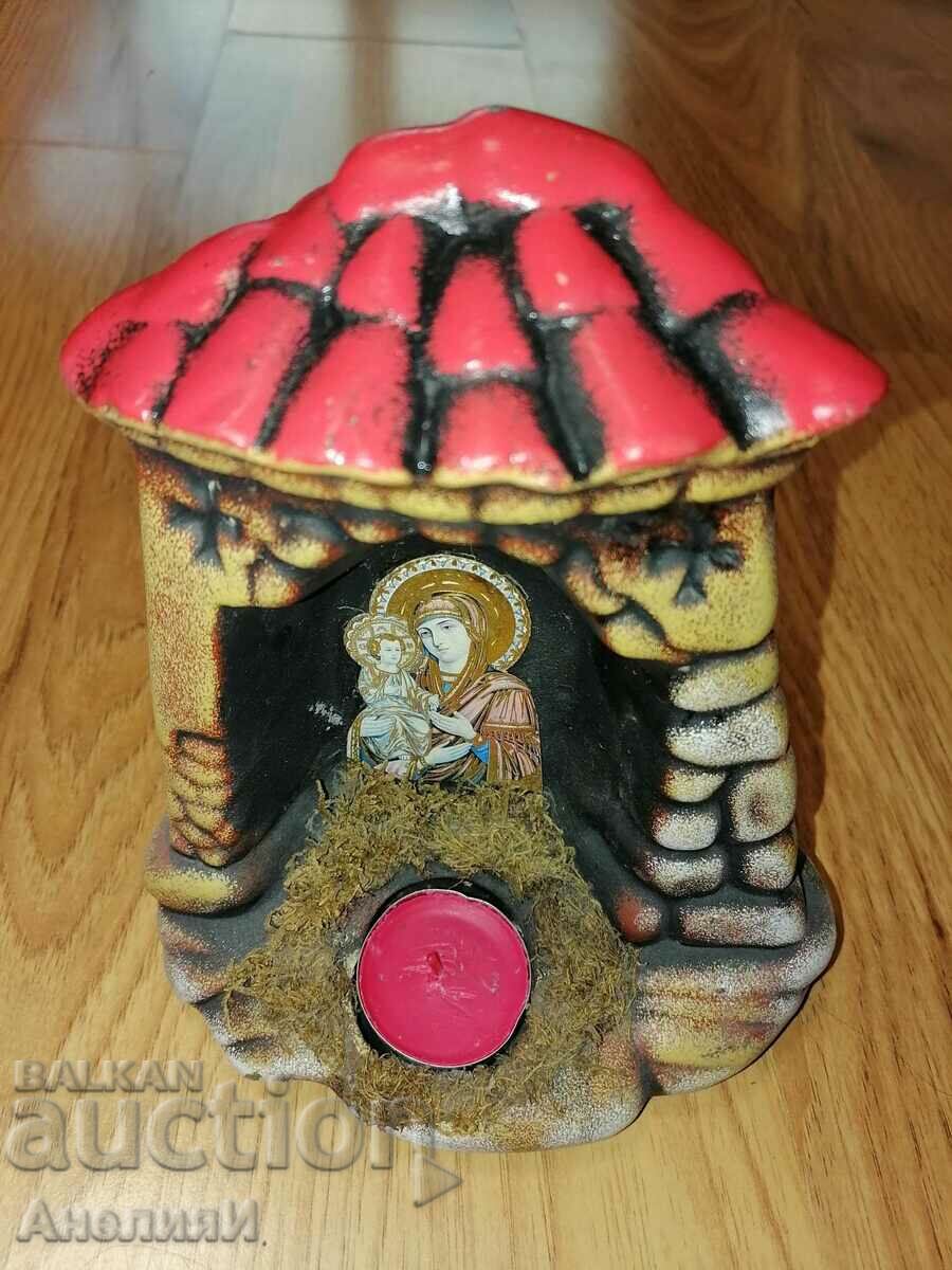 Candlestick with icon of the Holy Virgin, 20 cm high. Price BGN 20 - 5 Candlestick with icon of the Holy Virgin, 20 cm high. Price BGN 20 - 5