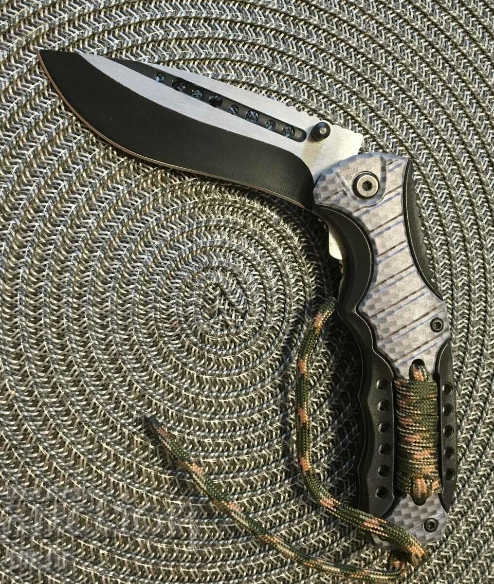 Delivery of Folding automatic knife Paramilitary-carbon print+paracord