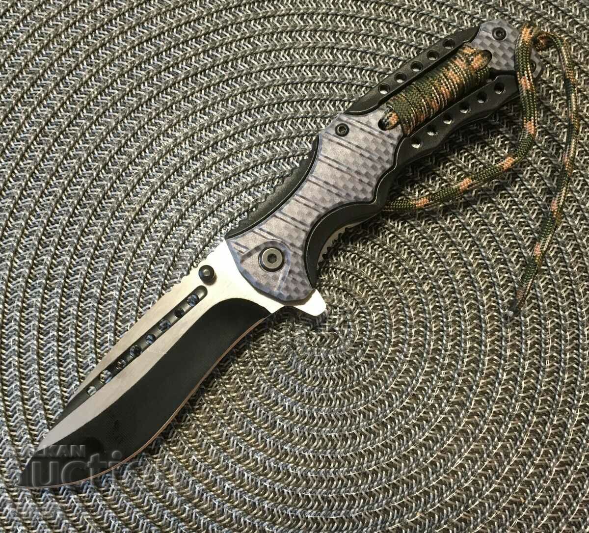 Folding automatic knife Paramilitary-carbon print+paracord - 6