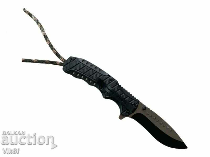 Licitație Cuțit pliabil automat cu paracord pe mâner 95x215 Licitație Cuțit pliabil automat cu paracord pe mâner 95x215