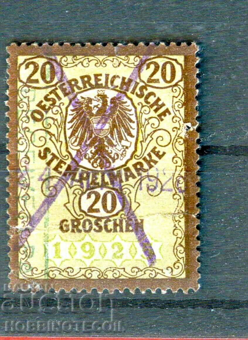 AUSTRIA - ȘTAMBELE DE PALTONĂ - ȘTAMBĂ DE PALTONĂ - 20 ȘILI AUSTRIA - ȘTAMBELE DE PALTONĂ - ȘTAMBĂ DE PALTONĂ - 20 ȘILI