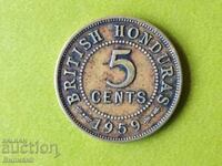5 σεντς 1959 Βρετανική Ονδούρα Mn. Σπάνιος