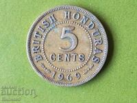 5 cenți 1969 Honduras britanic