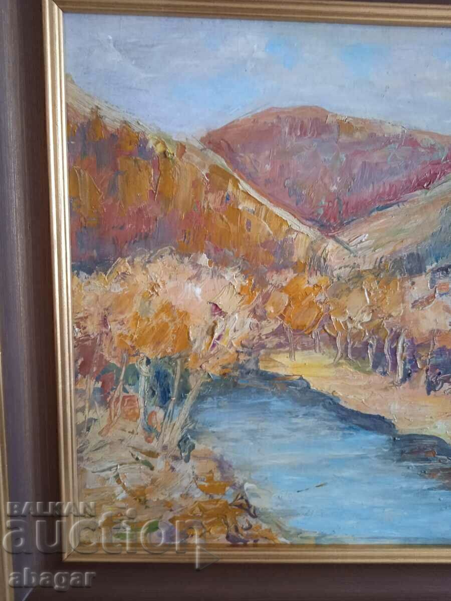 Gancho Cholakov - oil landscape with price 400.00 BGN | € 204.52 Gancho Cholakov - oil landscape with price 400.00 BGN | € 204.52