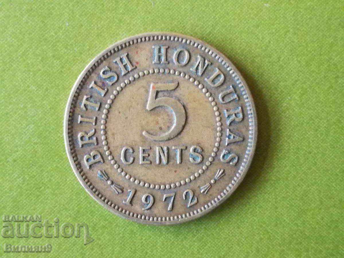 5 cents 1972 British Honduras Rare