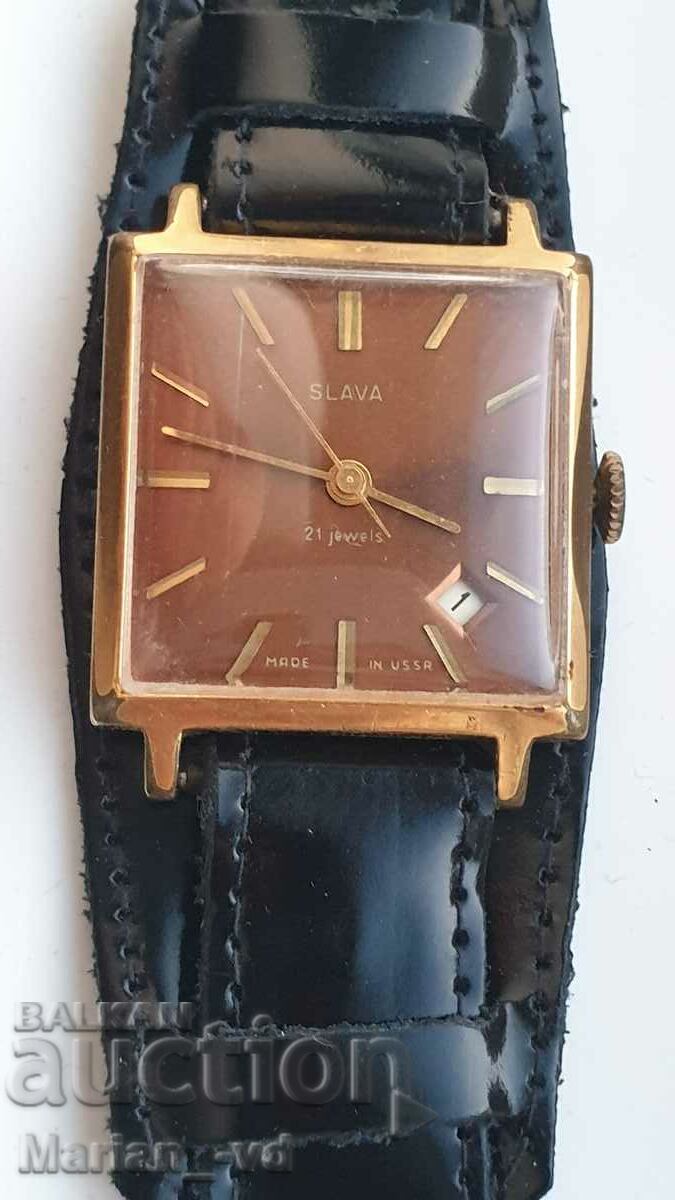 Ceas bărbătesc slava 21 bijuterii placat cu aur - 5