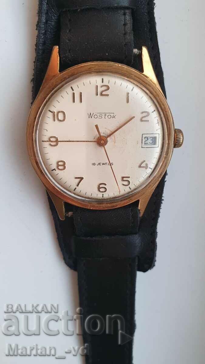 Livrarea Ceas bărbătesc wostok placat cu aur cu 18 bijuterii