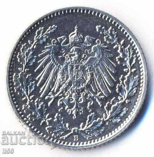 Germany - 1/2 Mark 1917 - Muldenhüten (E) - Silver aUNC with price 24.00 BGN | € 12.27