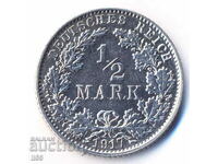 Германия - 1/2 марка 1917 - Мулденхютен (E) - сребро