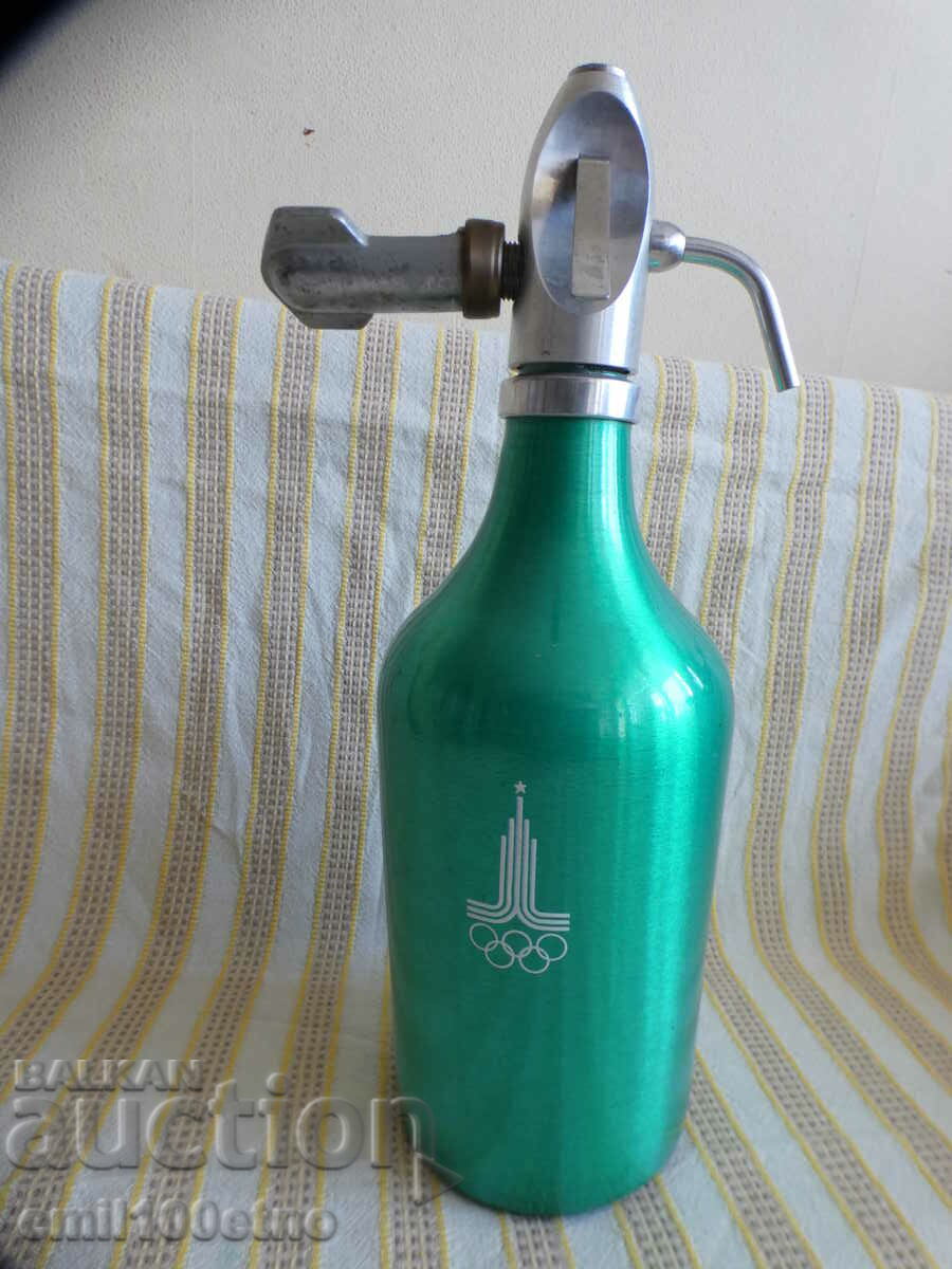 USSR soda siphon with the sign of Olympiad Moscow 80