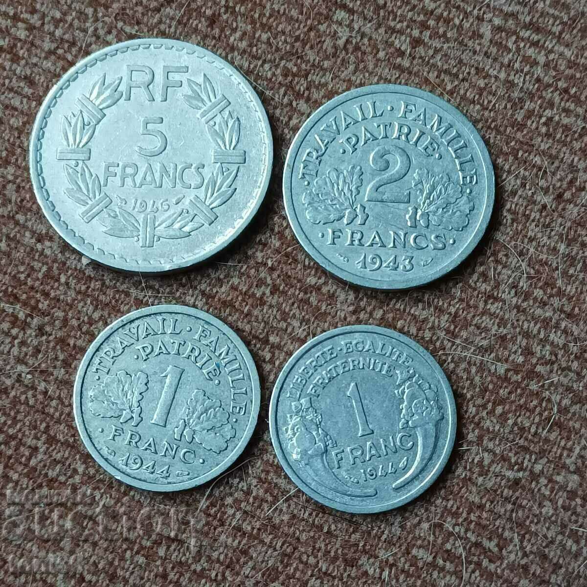 Η Γαλλία σετ φράγκα αλουμινίου 1943-45
