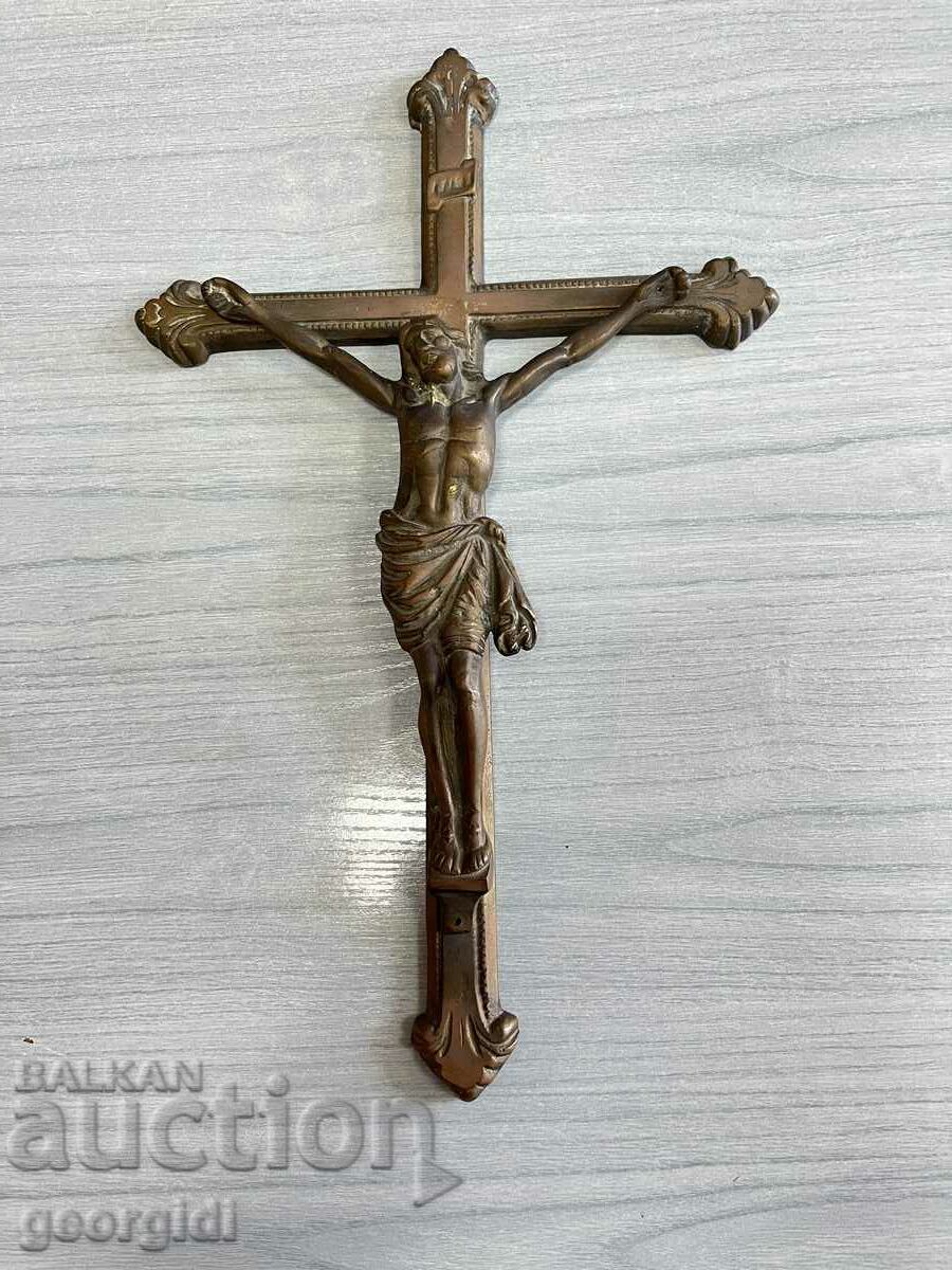 Large bronze cross / crucifix. #4207