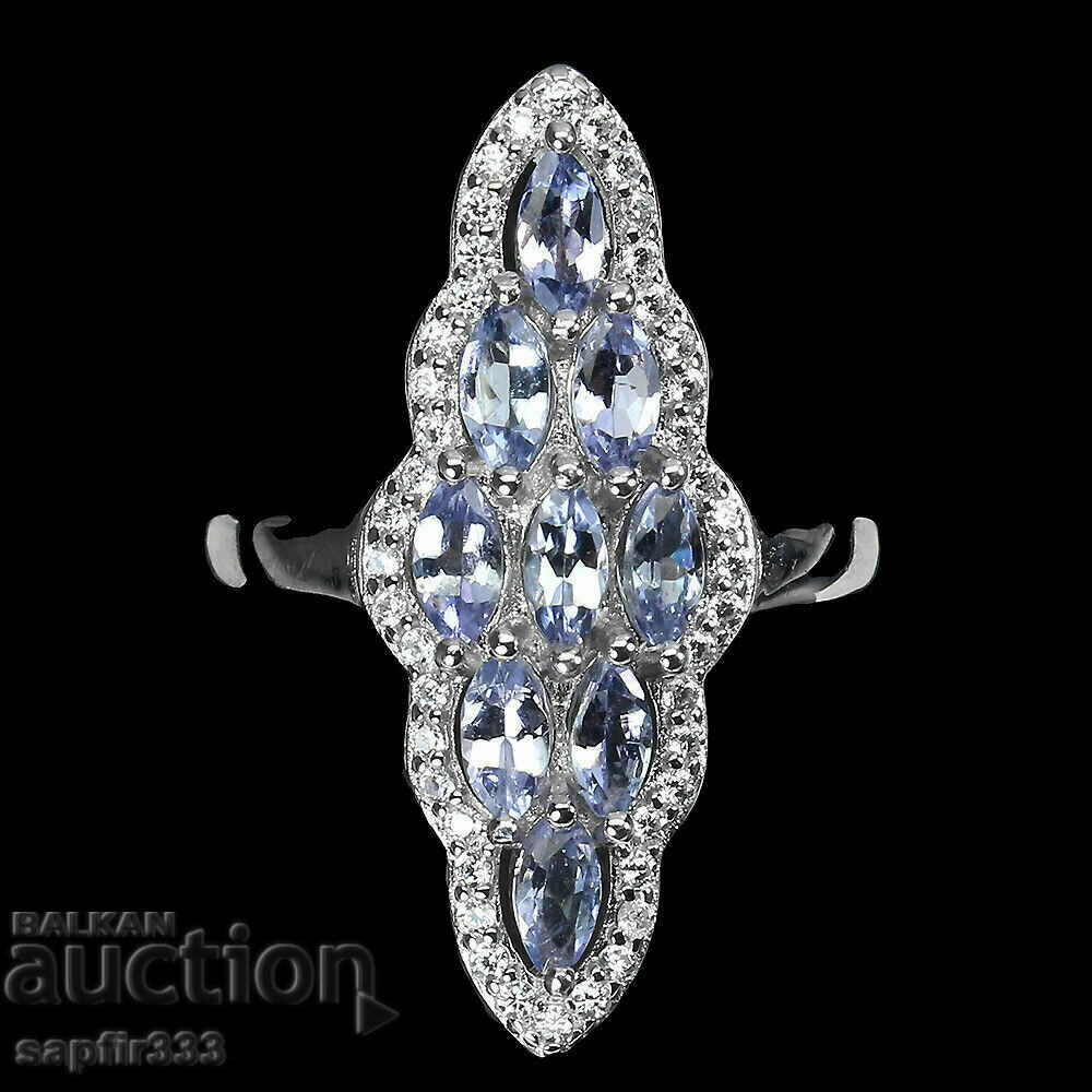 DESIGNER ELEGANT RING WITH NATURAL TANZANITES with price 327.00 BGN | € 167.19 DESIGNER ELEGANT RING WITH NATURAL TANZANITES with price 327.00 BGN | € 167.19