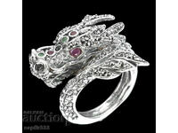 DESIGNER DRAGON RING WITH RUBIES, EMERALDS, SAPPHIRES