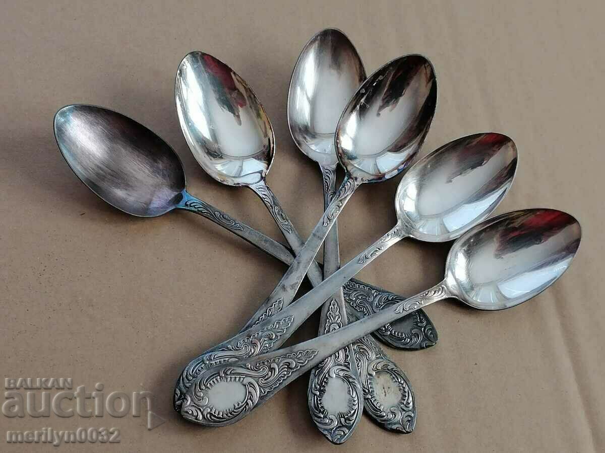 6 tablespoons thickly silver-plated unused USSR spoon with price 98.00 BGN | € 50.11 6 tablespoons thickly silver-plated unused USSR spoon with price 98.00 BGN | € 50.11