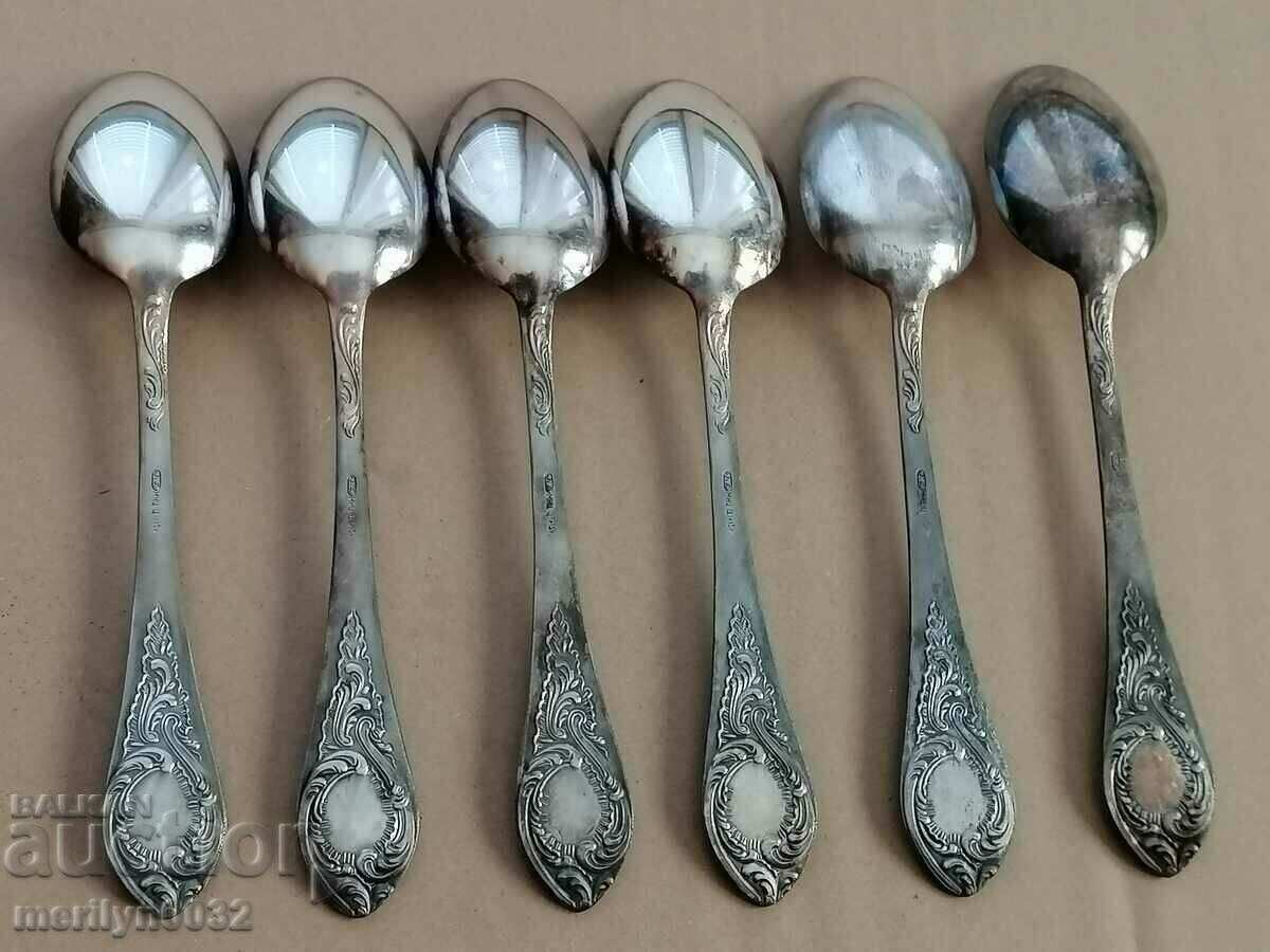 Delivery of 6 tablespoons thickly silver-plated unused USSR spoon Delivery of 6 tablespoons thickly silver-plated unused USSR spoon