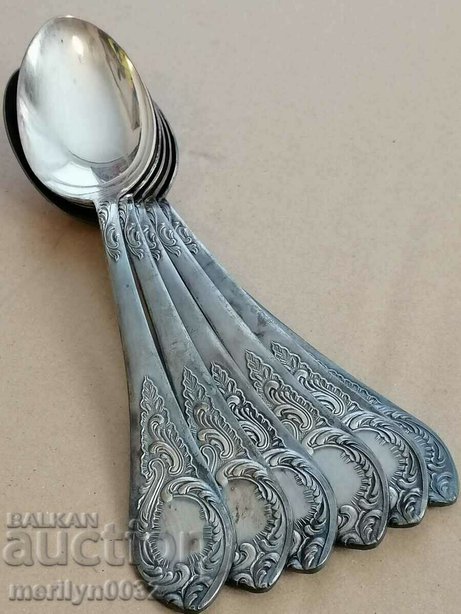 6 linguri lingură URSS neutilizată placată cu argint gros