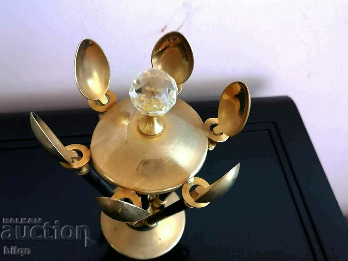 Incredibly Beautiful Gold-Plated Set-Spoons On A Stand with price 42.41 BGN | € 21.68 Incredibly Beautiful Gold-Plated Set-Spoons On A Stand with price 42.41 BGN | € 21.68