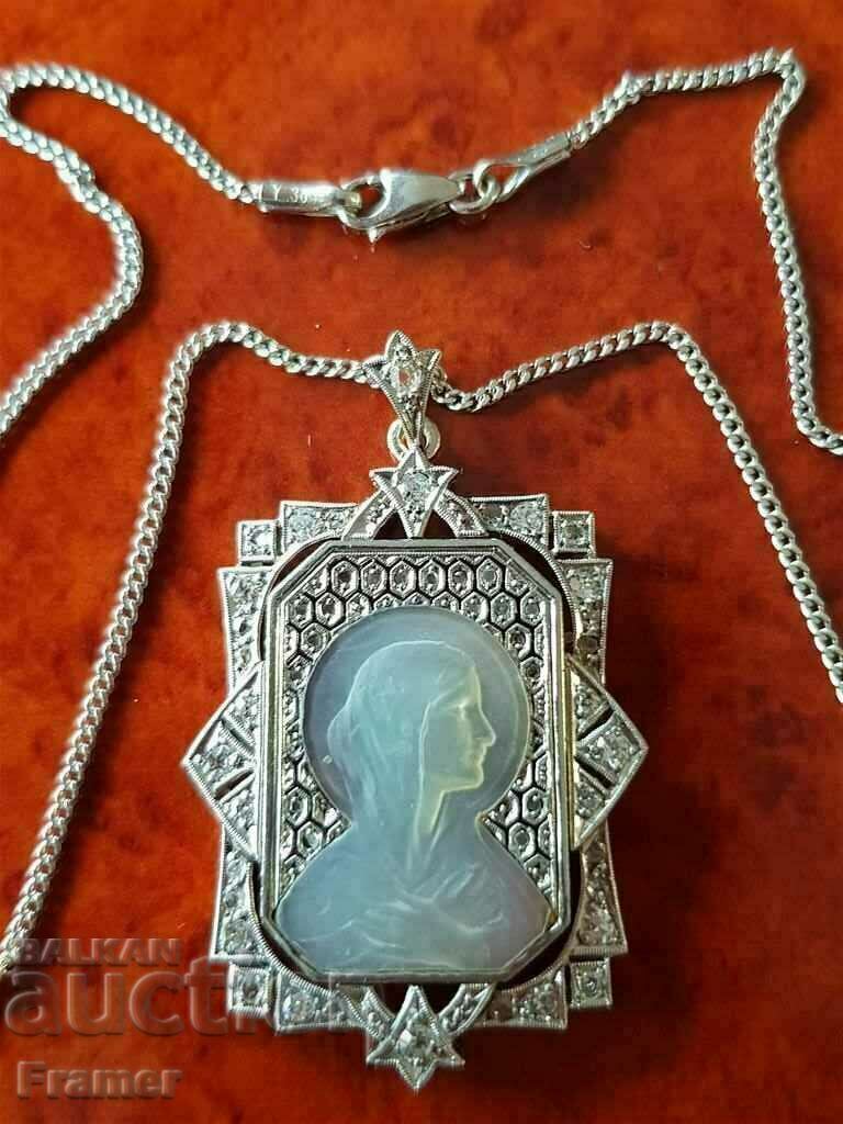 Auction 18K GOLD STYLE LOCKED 1940 chain DIAMOND mother of pearl gold Auction 18K GOLD STYLE LOCKED 1940 chain DIAMOND mother of pearl gold