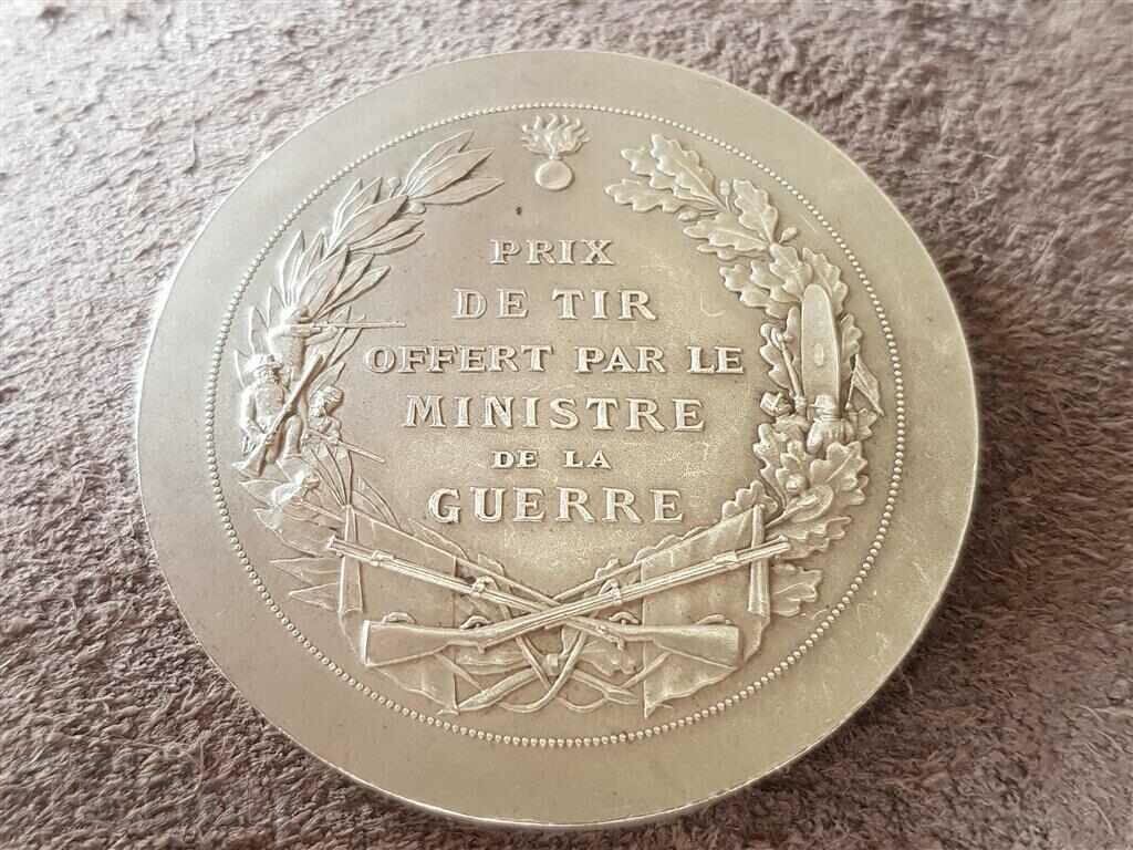 Silver France Award Medal for Shooting Plaque Token - 5 Silver France Award Medal for Shooting Plaque Token - 5