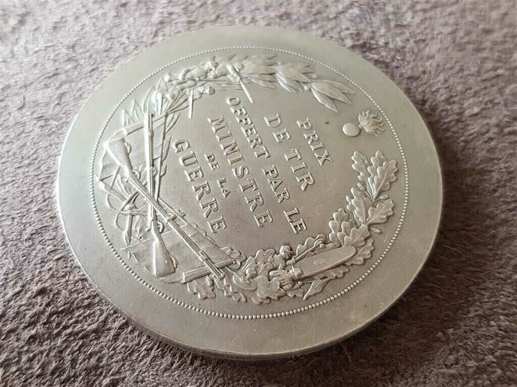 Silver France Award Medal for Shooting Plaque Token - 6 Silver France Award Medal for Shooting Plaque Token - 6