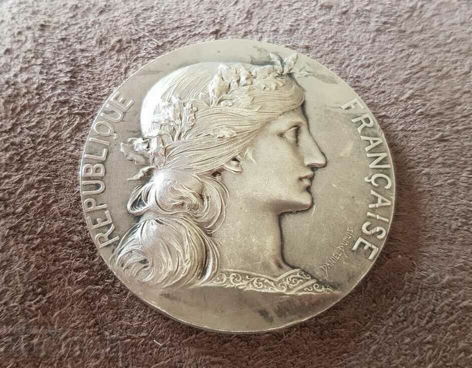 Silver France Award Medal for Shooting Plaque Token Silver France Award Medal for Shooting Plaque Token