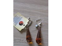 Premium Baltic amber pendant earrings