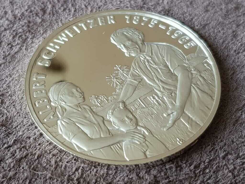 Silver commemorative coin 100 years by Dr. Schweitzer with price 95.00 BGN | € 48.57 Silver commemorative coin 100 years by Dr. Schweitzer with price 95.00 BGN | € 48.57