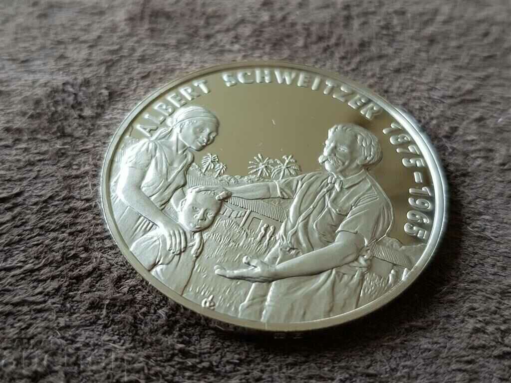 Auction Silver commemorative coin 100 years by Dr. Schweitzer Auction Silver commemorative coin 100 years by Dr. Schweitzer