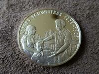 Сребърна възпоменателна монета 100 г. от д-р Швейцер