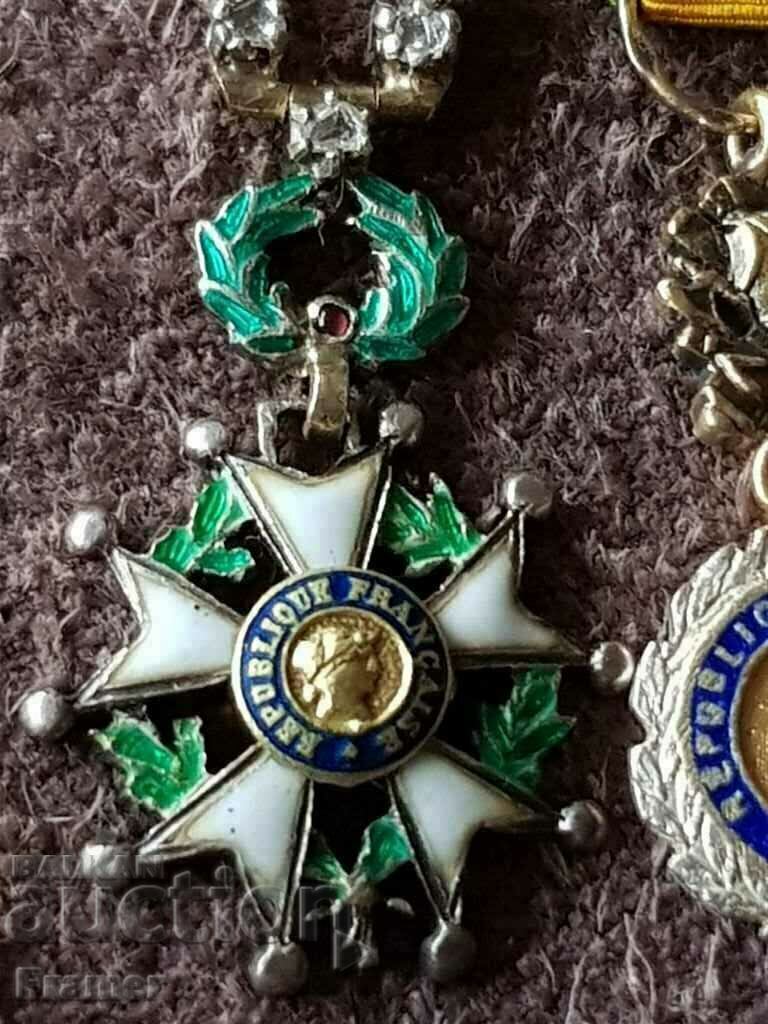 18k gold MINIATURE with DIAMONDS Legion and military orders 1870 - 5 18k gold MINIATURE with DIAMONDS Legion and military orders 1870 - 5