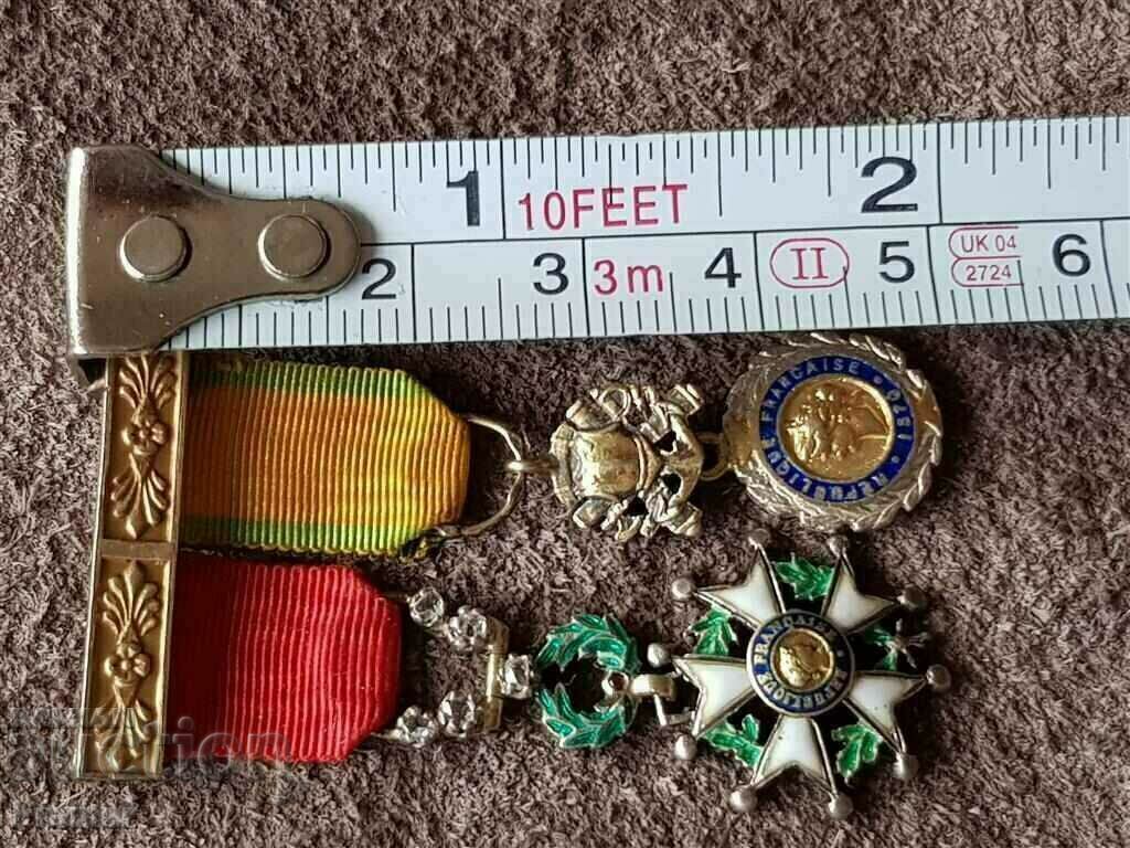 18k gold MINIATURE with DIAMONDS Legion and military orders 1870 - 7 18k gold MINIATURE with DIAMONDS Legion and military orders 1870 - 7