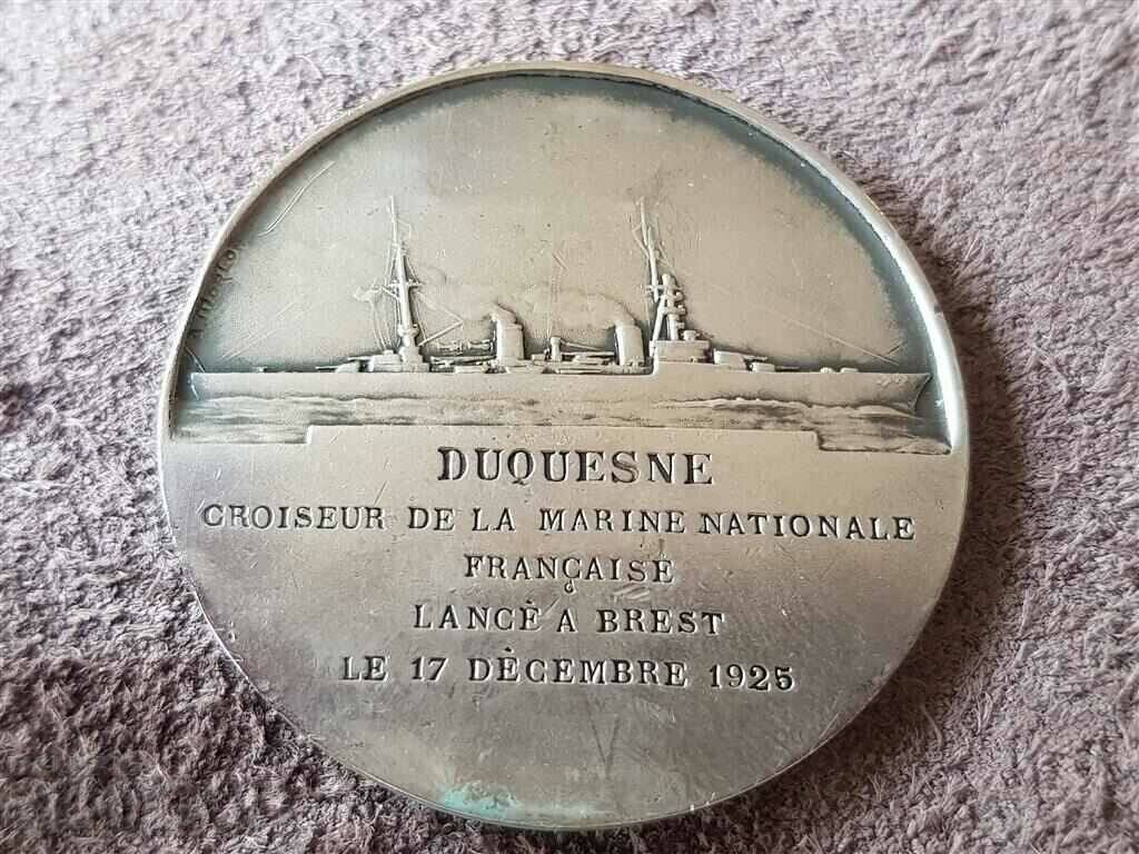 French silver coin medal Abraham Duquesne and the cruiser Duquesne - 5 French silver coin medal Abraham Duquesne and the cruiser Duquesne - 5