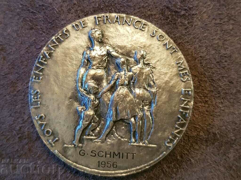 French 1956 Silver Medal National Enlightenment Order Plaque - 6 French 1956 Silver Medal National Enlightenment Order Plaque - 6