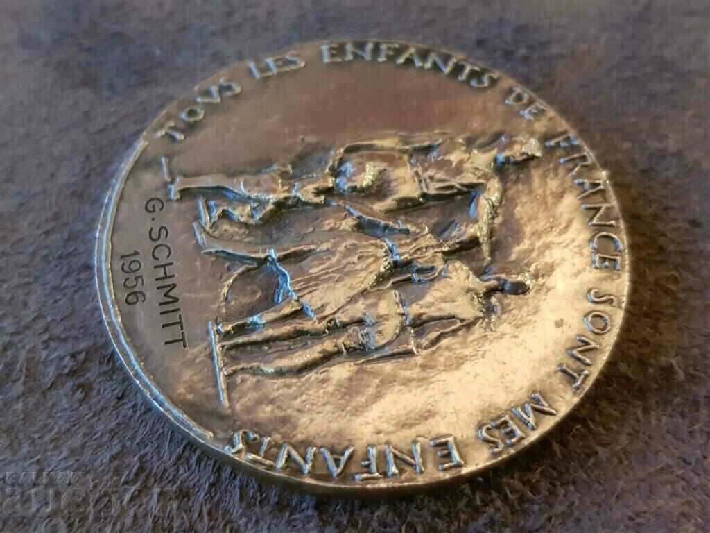 French 1956 Silver Medal National Enlightenment Order Plaque - 7 French 1956 Silver Medal National Enlightenment Order Plaque - 7