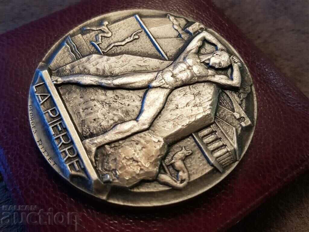 French 1968 Silver Stonemason Medal of the RIDE Order - 6 French 1968 Silver Stonemason Medal of the RIDE Order - 6