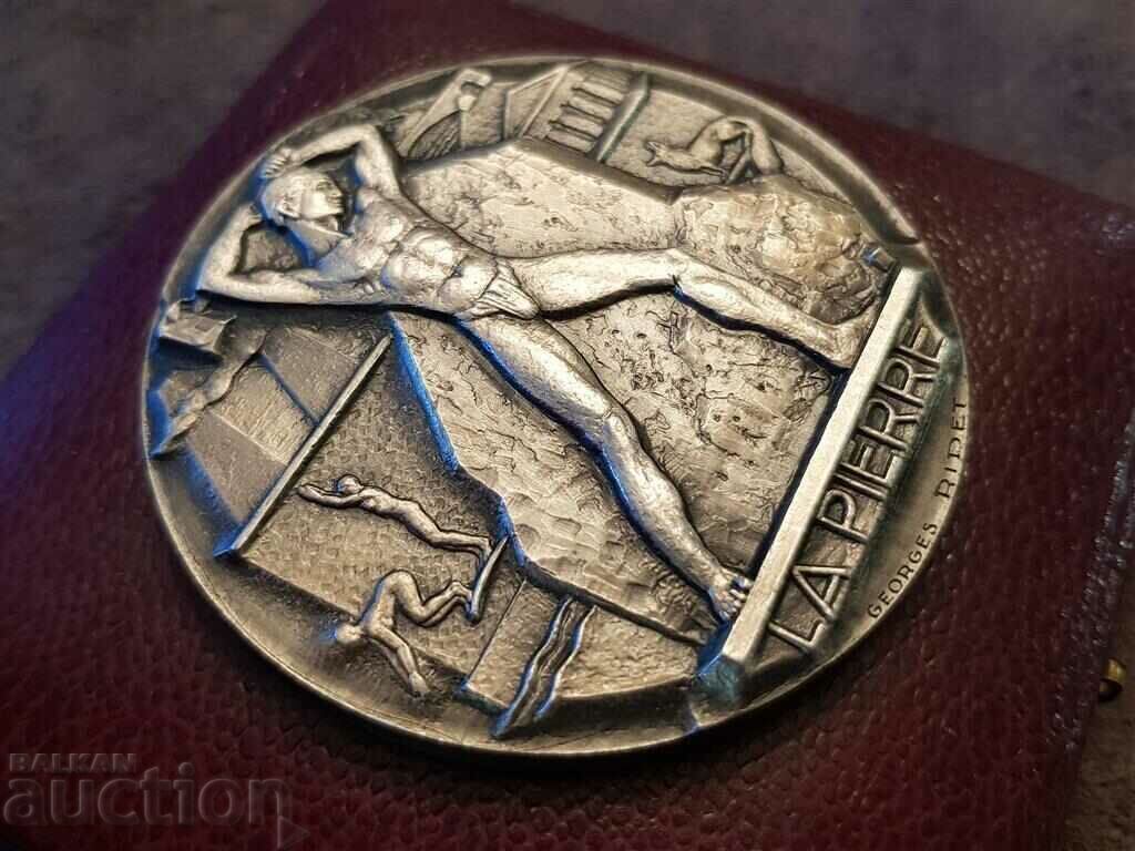 French 1968 Silver Stonemason Medal of the RIDE Order - 7 French 1968 Silver Stonemason Medal of the RIDE Order - 7