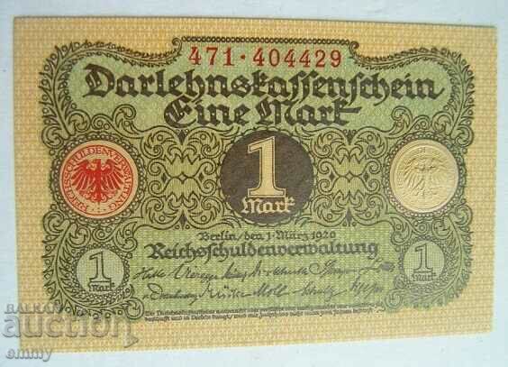 Bancnotă Reichsmark - 1 marcă, Germania 1920