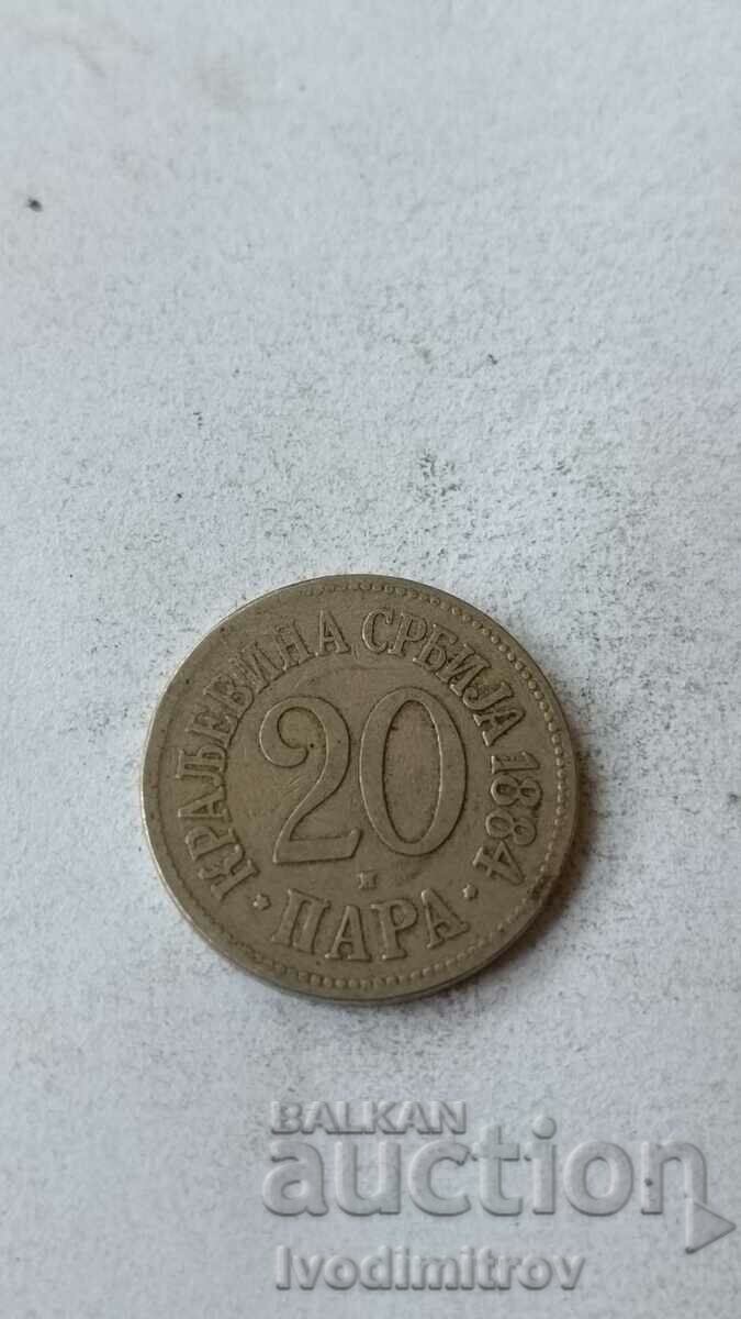 Serbia 20 de bani 1884
