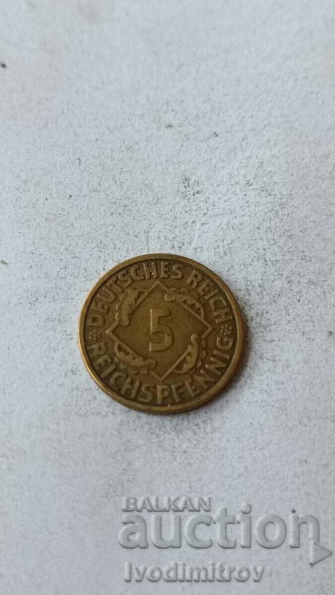 Γερμανία 5 Reichspfenning 1925 J