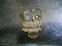 old bronze brooch - owl