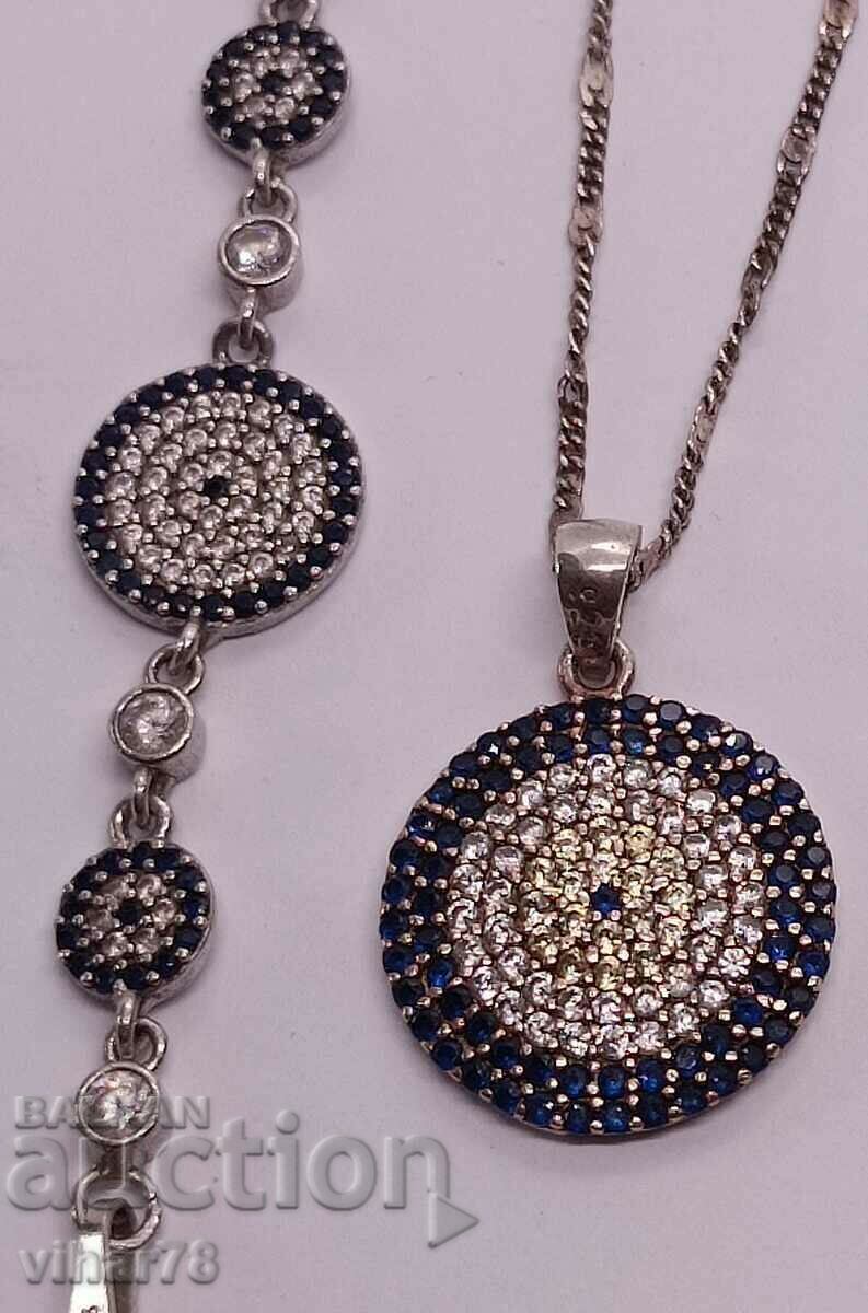 Silver set-bracelet with pendant - 6 Silver set-bracelet with pendant - 6